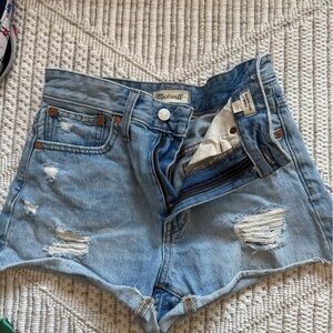 Madewell Light Blue Distressed Jean Shorts